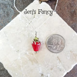 Strawberry Art Glass Necklace Sterling Silver Peridot