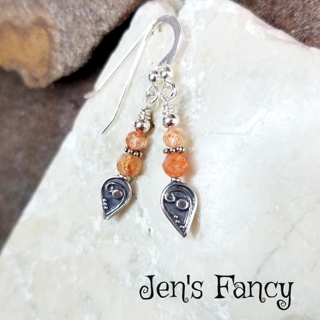 Sunstone Gemstone Earrings Bali Sterling Silver Jen s Fancy
