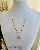 Tiger's Eye & Garnet Necklace Sterling Silver Vermeil