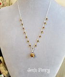 Tiger's Eye & Garnet Necklace Sterling Silver Vermeil