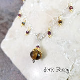 Tiger's Eye & Garnet Necklace Sterling Silver Vermeil