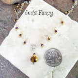 Tiger's Eye & Garnet Necklace Sterling Silver Vermeil