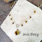 Tiger's Eye & Garnet Necklace Sterling Silver Vermeil