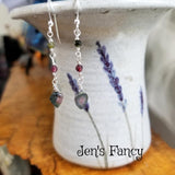 Tourmaline Leaf Earrings Natural Gemstone Sterling Silver