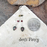 Tourmaline Leaf Earrings Natural Gemstone Sterling Silver