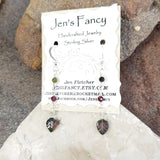 Tourmaline Leaf Earrings Natural Gemstone Sterling Silver