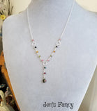 Tourmaline Leaf Lariat Necklace Sterling Silver