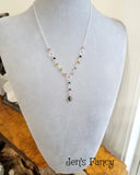 Tourmaline Leaf Lariat Necklace Sterling Silver