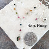 Tourmaline Leaf Lariat Necklace Sterling Silver