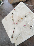 Tourmaline Leaf Lariat Necklace Sterling Silver