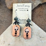 Pumpkin Head Porcelain Art Earrings Sterling Silver, Unique Fall Autumn Jewelry