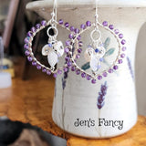 Amethyst Genuine Gemstone Earrings Sterling Silver Wire Wrapped Clusters with Moonstone and Tanzanite