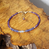 Amethyst, Tanzanite & Ethiopian Opal Gold Filled Bracelet - Genuine Gemstone Bracelet