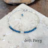Neon Blue Apatite Bracelet Ethiopian Opal & Karen Hill Tribe Fine Silver