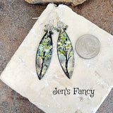 Art Glass Enameled Tree Earrings Sterling Silver