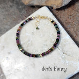 Tourmaline Faceted Gemstone Bracelet Gold Filled