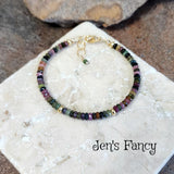 Tourmaline Faceted Gemstone Bracelet Gold Filled