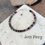 Tourmaline Faceted Gemstone Bracelet Bali Sterling Silver