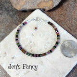Tourmaline Faceted Gemstone Bracelet Bali Sterling Silver