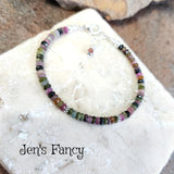 Tourmaline Faceted Gemstone Bracelet Bali Sterling Silver