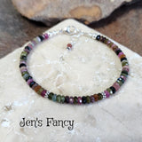 Tourmaline Faceted Gemstone Bracelet Bali Sterling Silver