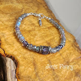 Faceted Labradorite & Iolite Bracelet - Sterling Silver Genuine Gemstone Jewelry