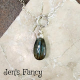 Labradorite Necklace Sterling Silver Wire Wrapped with Moonstone