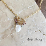Moonstone & Labradorite Necklace 14kt Gold Filled with Pink Spinel Genuine Gemstones