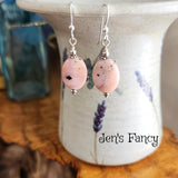 Natural Pink Opal Gemstone Earrings Sterling Silver