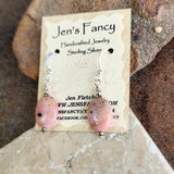 Natural Pink Opal Gemstone Earrings Sterling Silver