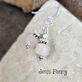 Rose Quartz Earrings Bali Sterling Silver with Moonstone and Keshi Pearls