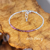 Pink Tourmaline Bracelet Karen Hill Tribe Fine Silver, Healing Crystal Chakra Gemstone Jewelry, Layering Bracelet