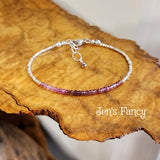 Pink Tourmaline Bracelet Karen Hill Tribe Fine Silver, Healing Crystal Chakra Gemstone Jewelry, Layering Bracelet