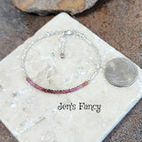 Pink Tourmaline Bracelet Karen Hill Tribe Fine Silver, Healing Crystal Chakra Gemstone Jewelry, Layering Bracelet