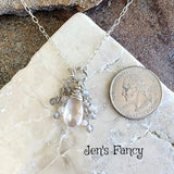 Rose Quartz Gemstone Cluster Necklace with Moonstone & Labradorite