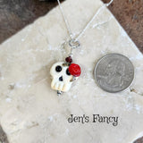 Sugar Skull Art Galss Necklace Sterling Silver