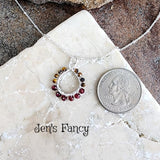 Tiger's Eye & Garnet Necklace Sterling Silver Wire Wrapped