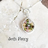 Tourmaline Necklace Sterling Silver Wire Wrapped Infinity Pendant