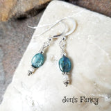 Blue Kyanite Earrings with Pearls Sterling Silver
