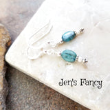 Blue Kyanite Earrings with Pearls Sterling Silver