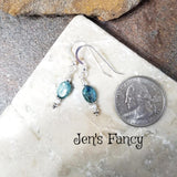 Blue Kyanite Earrings with Pearls Sterling Silver