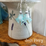Calla Lily Earrings Art Glass & Moonstone Natural Gemstone