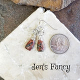 Crazy Lace Agate Earrings Sterling Silver Wire Wrapped