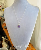 Amethyst Briolette Necklace with Opal Drops Sterling Silver