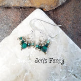 Chrysocolla Gemstone Earrings Sterling Silver, Jen's Fancy, Gift for Her, Handcrafted Gemstone Jewelry, Boho Gemstone Cluster Earrings