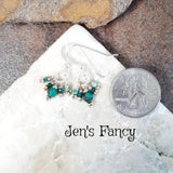 Chrysocolla Gemstone Earrings Sterling Silver, Jen's Fancy, Gift for Her, Handcrafted Gemstone Jewelry, Boho Gemstone Cluster Earrings