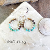 Natural Turquoise Earrings Sterling Silver Wire Wrapped