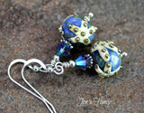 Beach Starfish Art Glass Earrings Sterling Silver