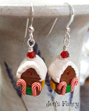 Gingerbread House Christmas Earrings Sterling Silver
