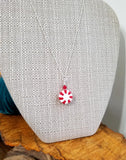 Christmas Peppermint Necklace Sterling Silver